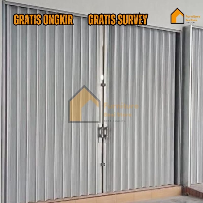 Pintu harmonika garasi/ruko / Folding gate rolling door / Folding gate lipat / Rolling pintu geser