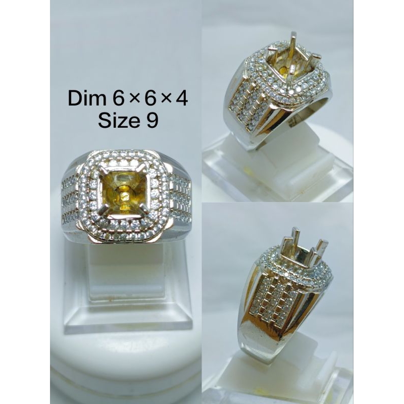 Ring cincin/emban alpaka super microsetting full zirkon/diamond tumpuk