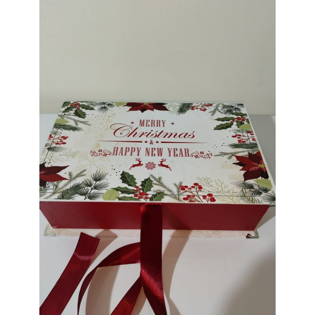 

Hardbox Natal Christmas untuk 3 toples persegi panjang pita