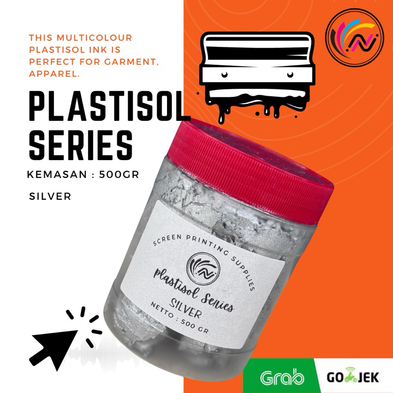 

500GR Plastisol Ink Silver Tinta Pigment Sablon Basis Minyak