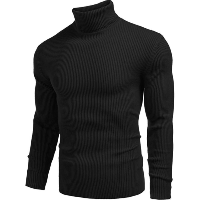 Kaos Turtleneck Pria Tangan Panjang Hitam Putih Turtle Neck