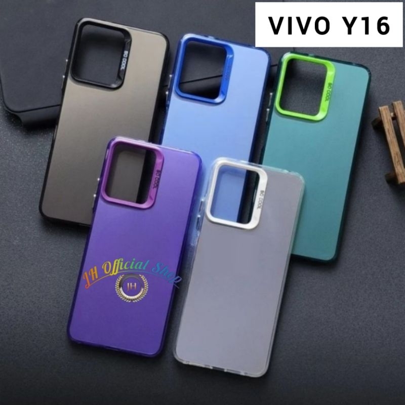 CASE VIVO Y16 NEW SOFTCASE METALIC HYBRID IMD PLATE HOLOGRAM HARDCASE CASING