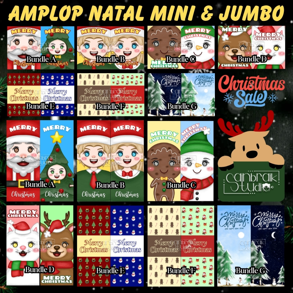 

(ISI 10 LBR) Amplop Angpau Ucapan Hari Raya Natal - Christmas Envelope - Ukuran Mini & Jumbo