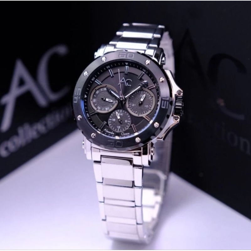 Alexandre Christie Wanita Rantai Ac 9205 Original Silver Black