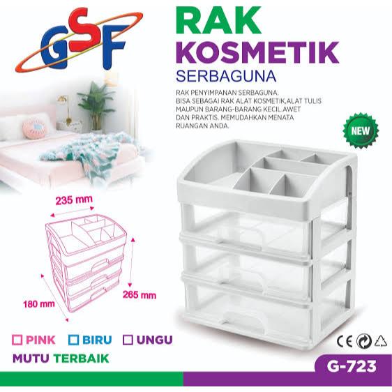 #346 Rak Kosmetik 723 || Rak Kosmetik Multifungsi 3 Laci Susun JUMBO Kosmetik/Kotak Kosmetik/Makeup 