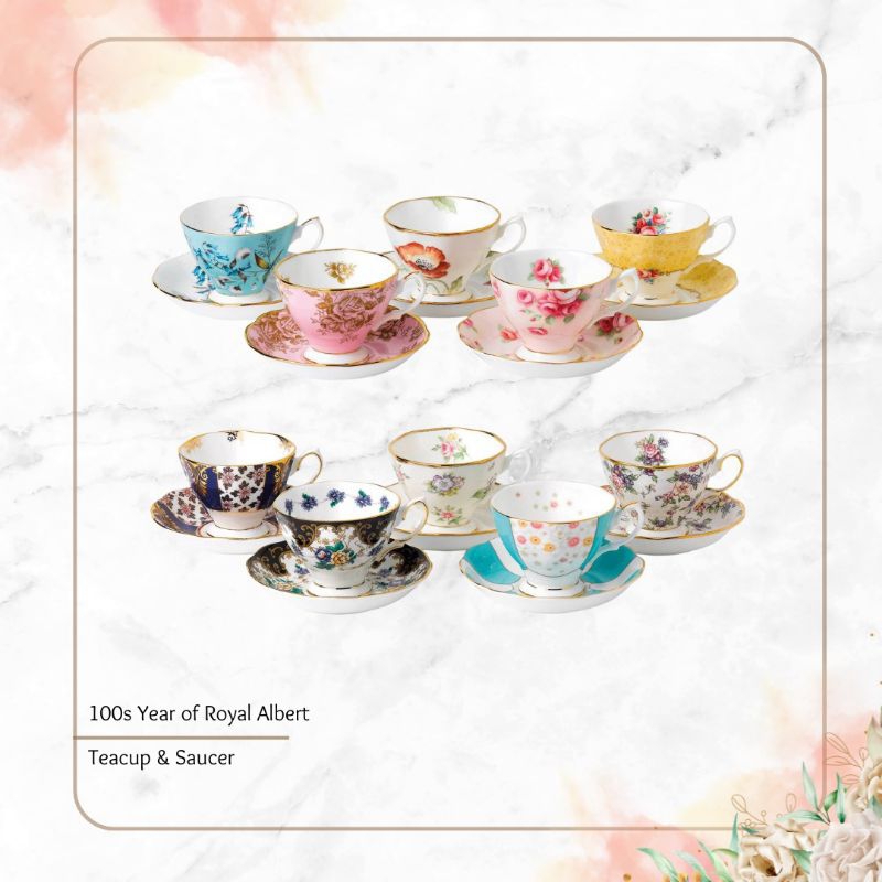 Royal Albert 100 Years - Teacup & Saucer / Cangkir Teh & Tatakan| Cangkir Teh Motif Bunga