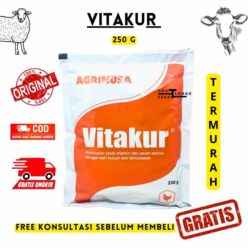 

F_daybose - Vitakur 250gr Multivitamin Ayam Herbal Kunyit Temulawak Penambah Nafsu Makan & Bobot