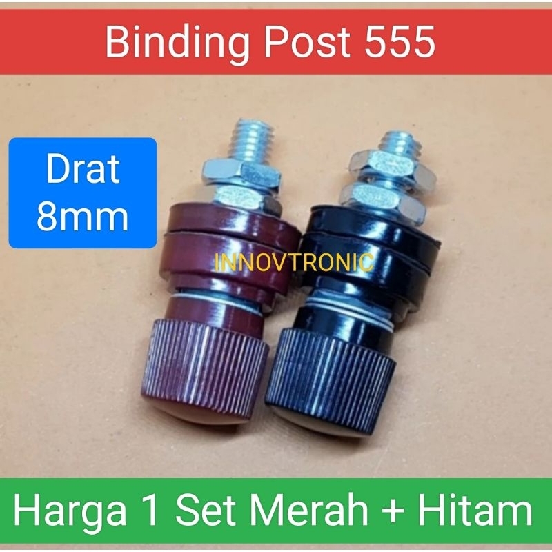 1Set Binding Post/ Terminal Power 555 drat 8mm Merah Hitam
