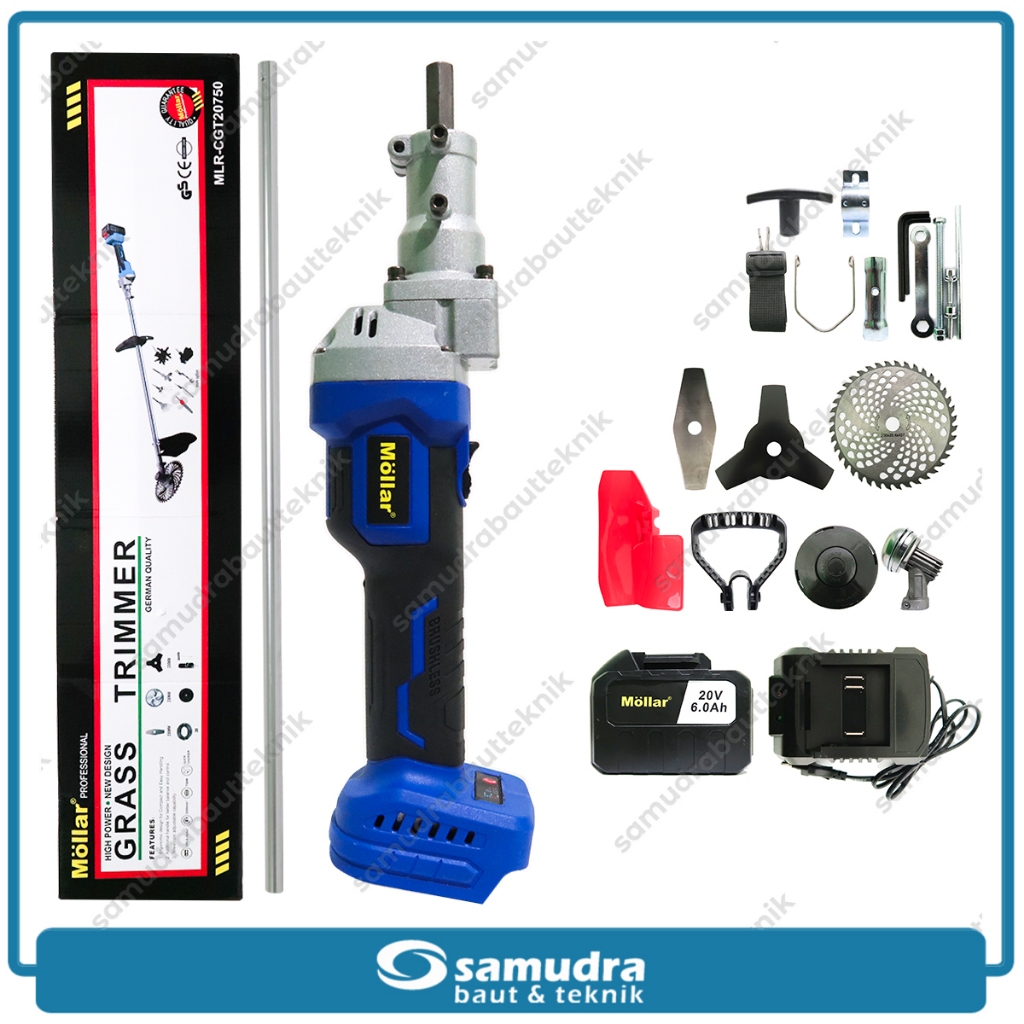 MOLLAR 20750 Mesin potong Rumput Baterai Cas 20V 6A Cordless Grass Cutter Trimmer