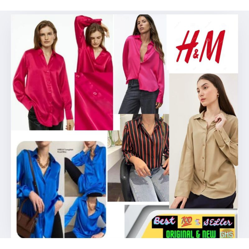 H&M Kemeja Kerja Atasan Wanita | Kemeja Kantor | Kemeja Wanita Formal Original Branded