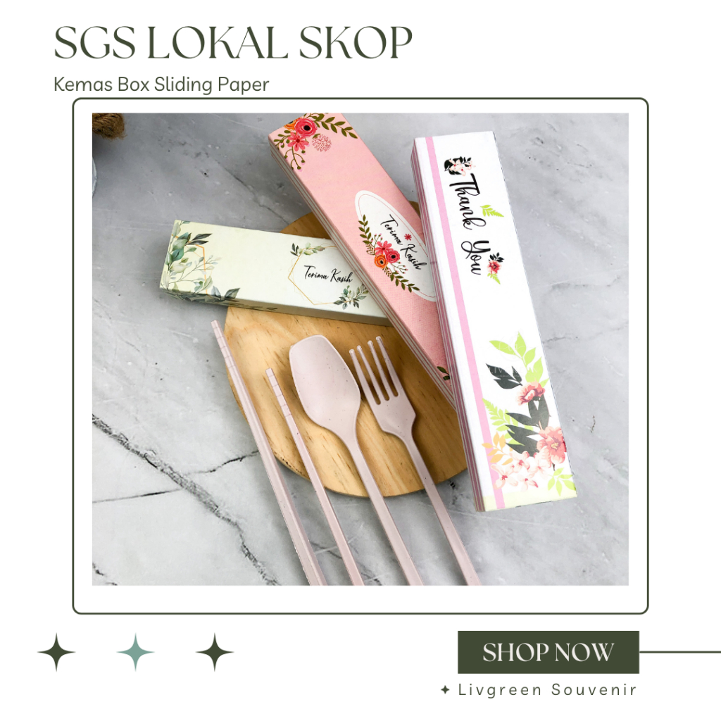 Souvenir Sendok Garpu Sumpit Lokal  Kemas Box Sliding Paper