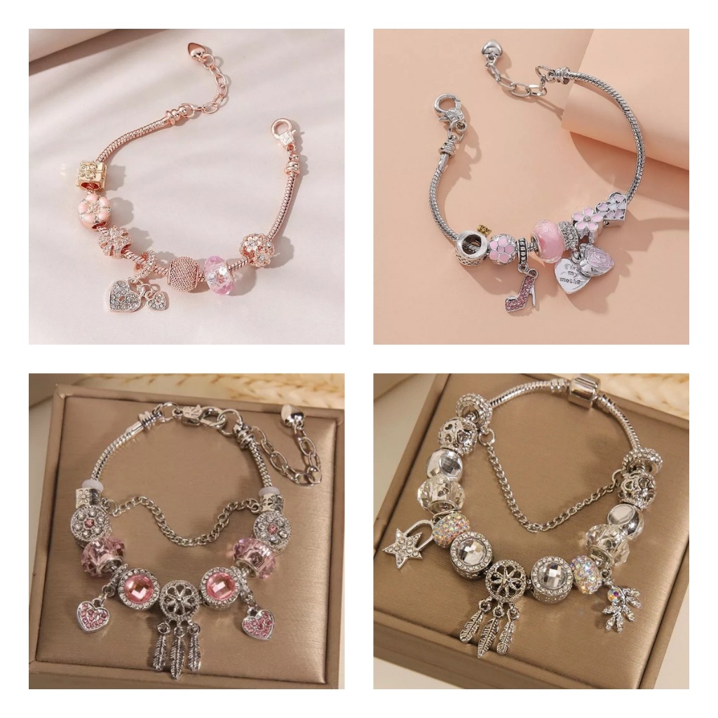 Gelang Pandora Sederhana dan Elegan, Baja Titanium Mewah, Baja Tahan Karat Anti Luntur, Gelang Pando