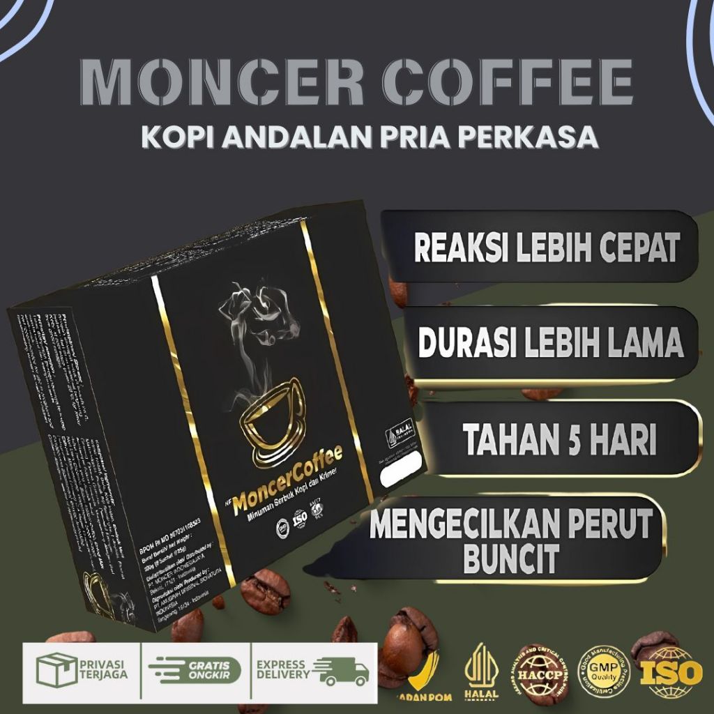 

NF MoncerCoffee Sudah Halal & BPOM Kopi Minuman Pria Ekstrak Ginseng 1 Box Isi 8 Sachet