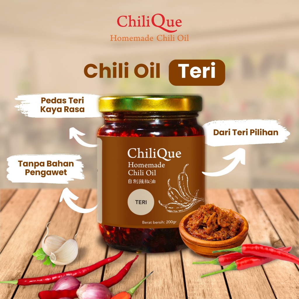 

Chilique - Chili Oil Teri / Minyak Cabai/ Teri Asli / Bahan Premium