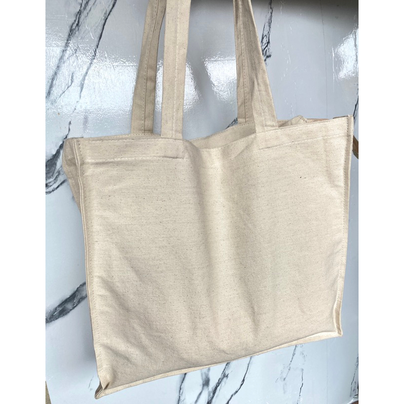 Tote Bag Kanvas TWILL 10oz Sleting Polos Tebal 35x30x10 CM - Tote bag kuliah resleting - Totebag Wan