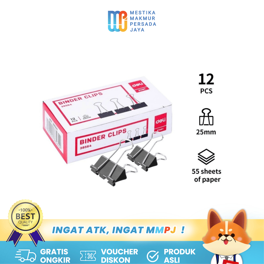 

Deli Klip Kertas 25mm Dilapisi Effortless Penjepit Kertas Binder Buku Bebas Karat