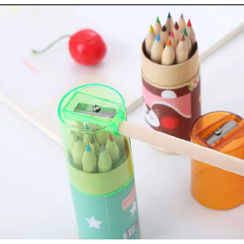 

pensil warna 12 in 1 warna warni + serutan , pensil warna anak anak