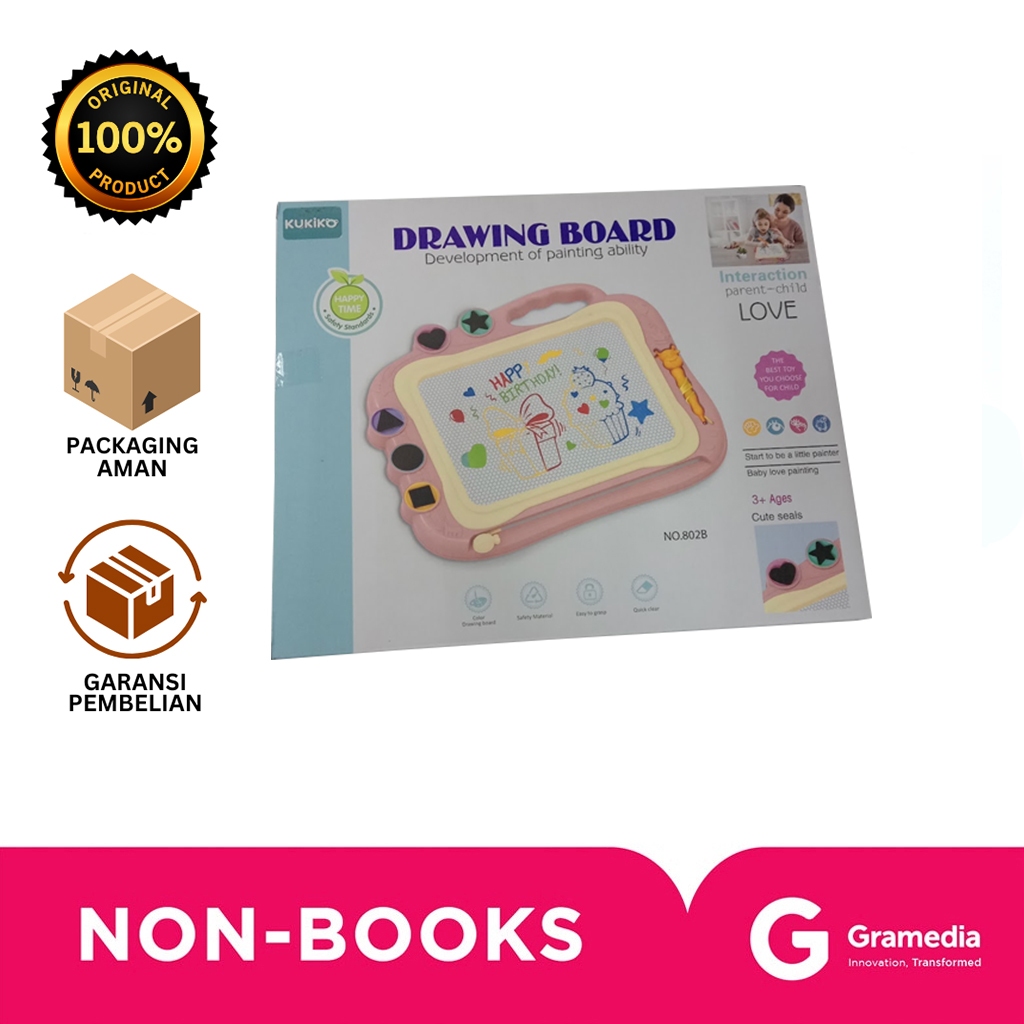 Gramedia Bali - KUKIKO COLORFUL MAGNETIC DRAWING BOARD 802A