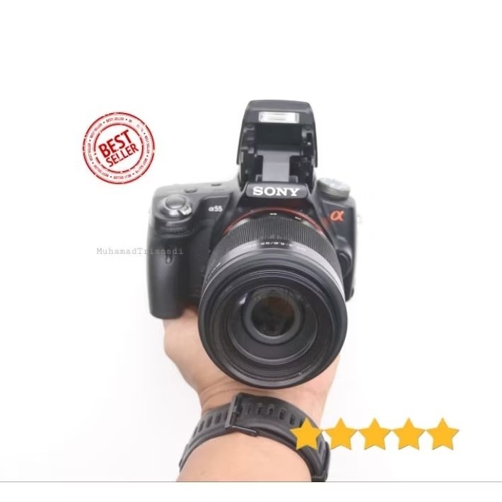 Camera Kamera DSLR SLR Sony A55 Lensa 55-200mm Hitam Murah