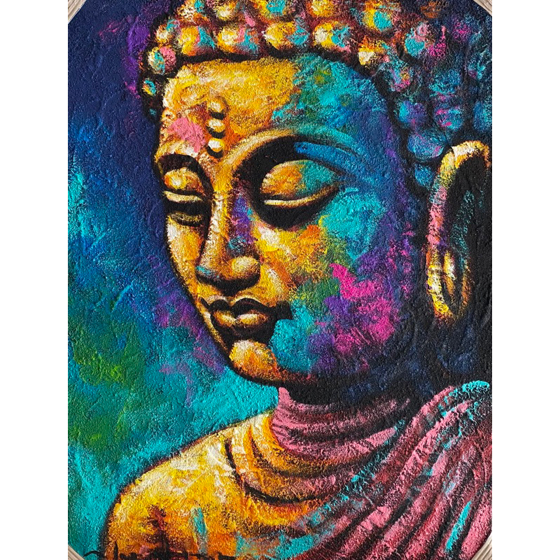 lukisan budha , ukuran 60 X 80
