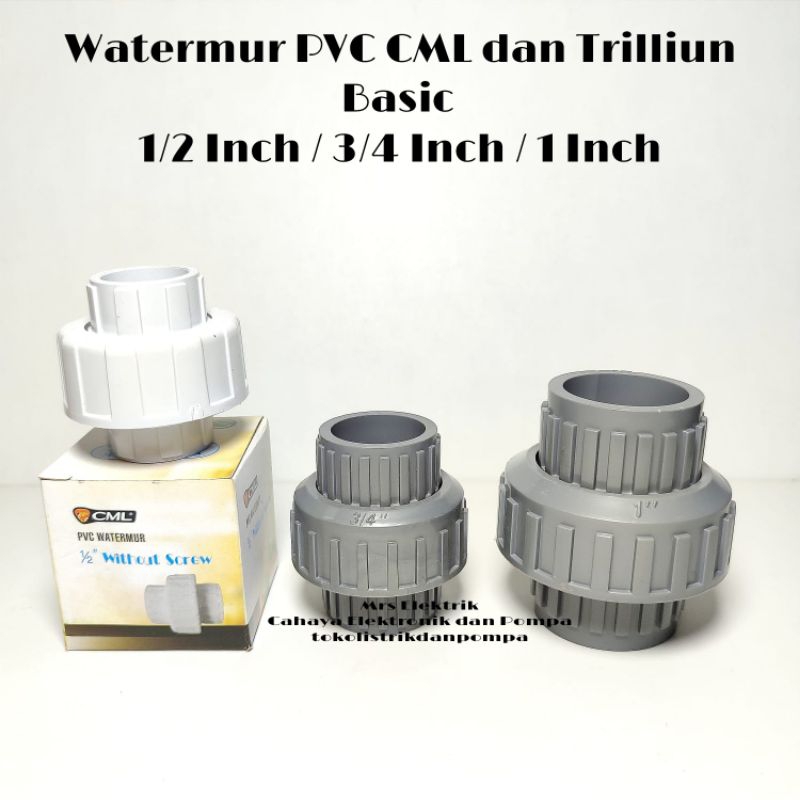 Watermur 1/2, 3/4, 1 Inch Trilliun PVC/Fitting Pipa  Watermur 1/2, 3/4, 1 Inch PVC Trilliun Basic