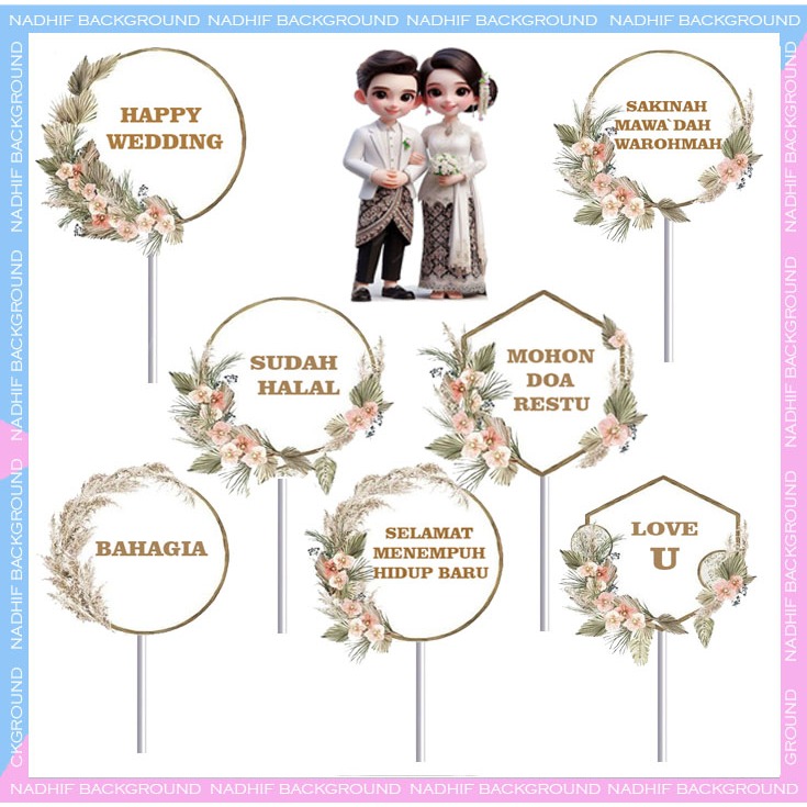 

Toper Wedding Topper Decorasi Cake Tusukan Pengantin Pernikahan Hiasan Kue