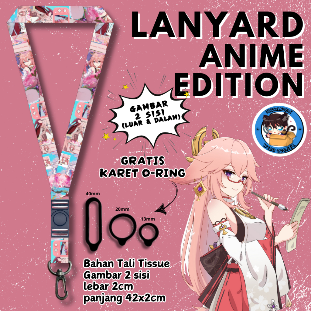 

Lanyard Panjang Anime 2 Sisi / Yae Miko Genshin Impact / gantungan kunci layard keychain