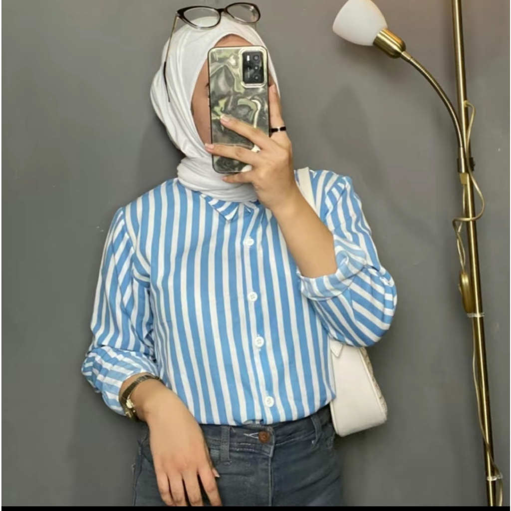 Kemeja Stripe Shirt Lengan Panjang By Azka collection
