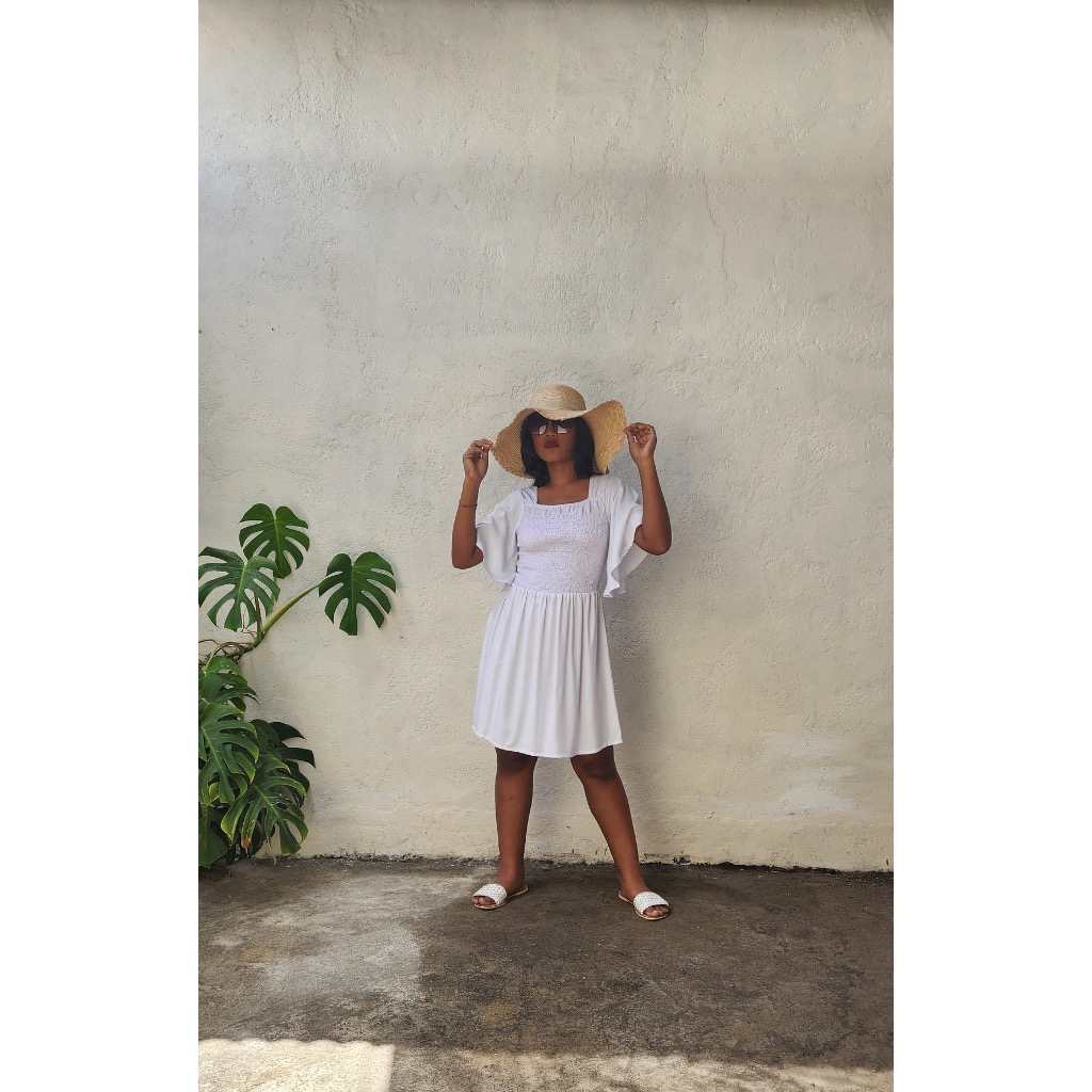 Lakoo - Mini dress Ruffle, Mini dress lengan lonceng, Dress wanita mini, Dress kasual mini, rok pant