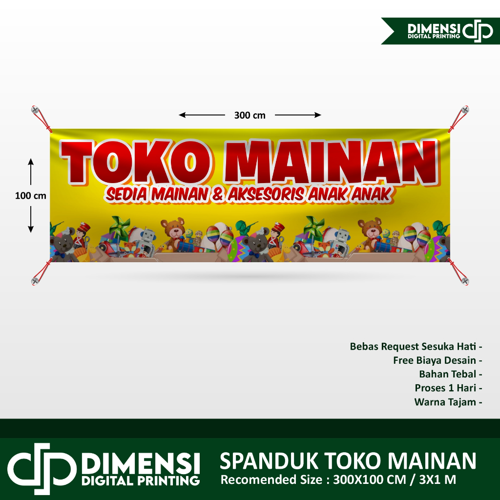Spanduk banner toko mainan / banner toko mainan / banner meteran custom termurah