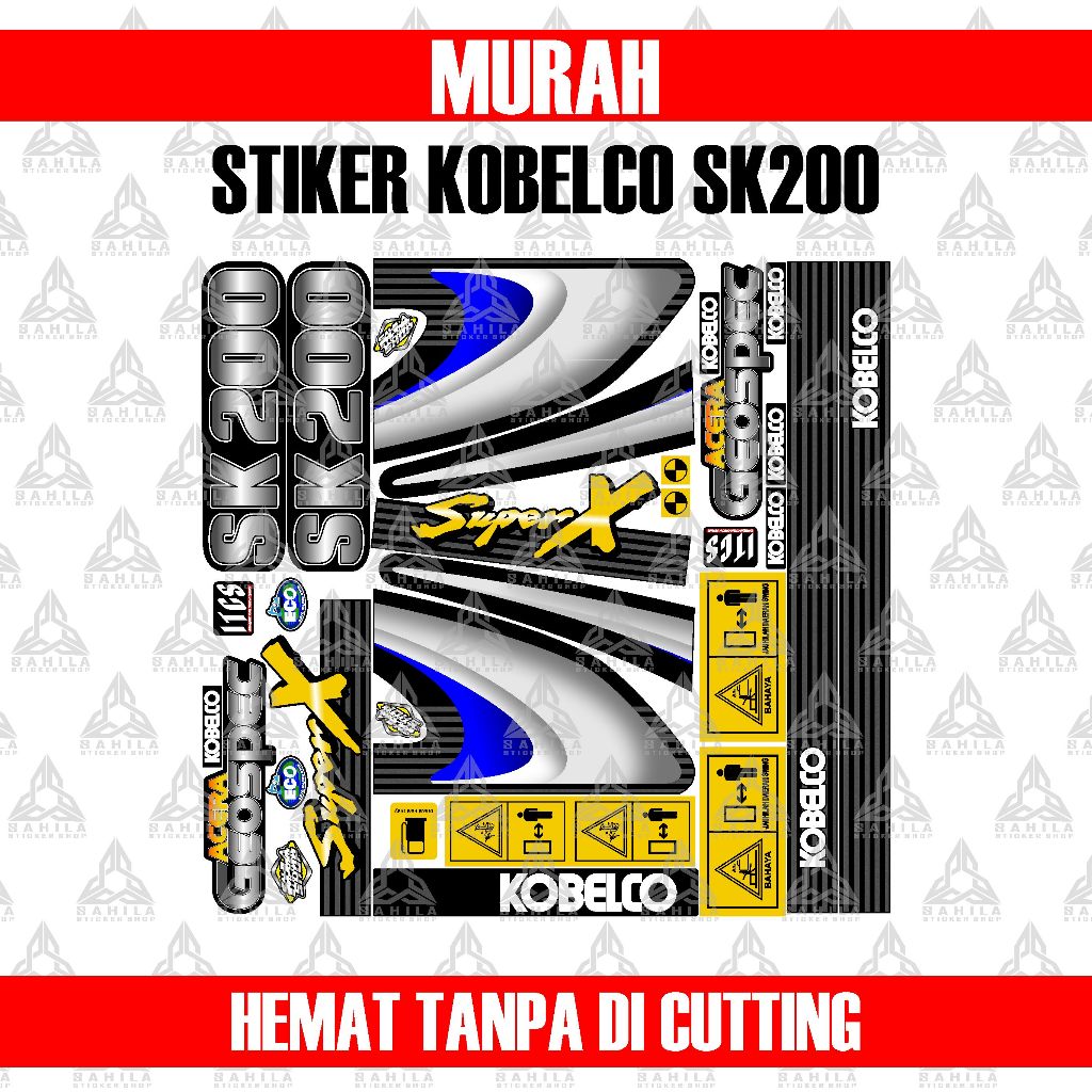 Stiker Kobelco SK200 - STRIPING ALAT BERAT KOBELCO  SK200 GEOSPEC