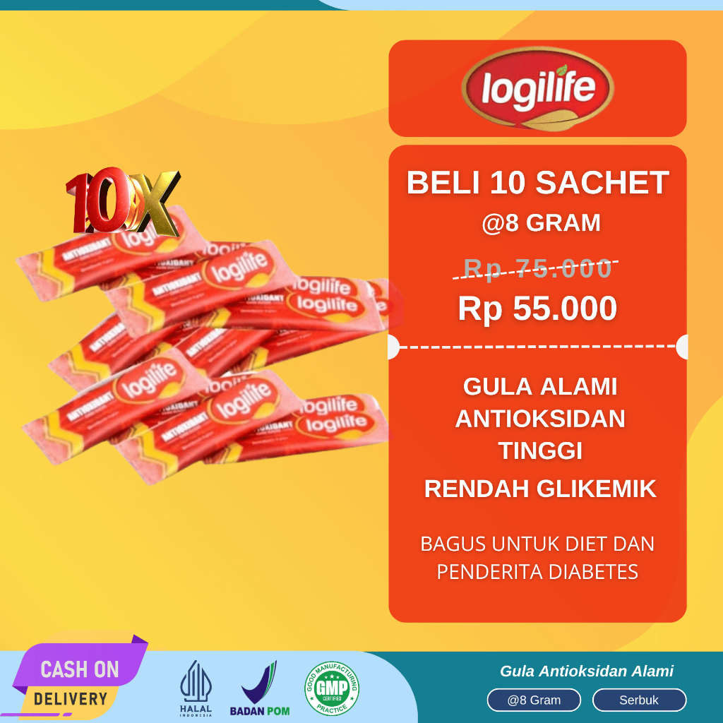 

[BELI 10 SACHET] Logilife Pemanis Alami Herbal Cane Sugar Rendah Glikemik Alternatif Pengganti Gula