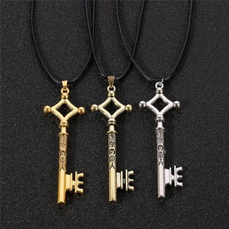 Kalung Eren Yeager Necklace Kalung Tali Kalung Liontin Kunci Kalung Anime AoT (Attack On Titan) styl