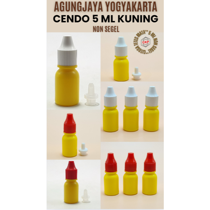 Botol Tetes 5 ml Kuning Tidak Segel / Botol Tetes  Mata kuning putih / Botol Cendo Tutup Warna / Bot