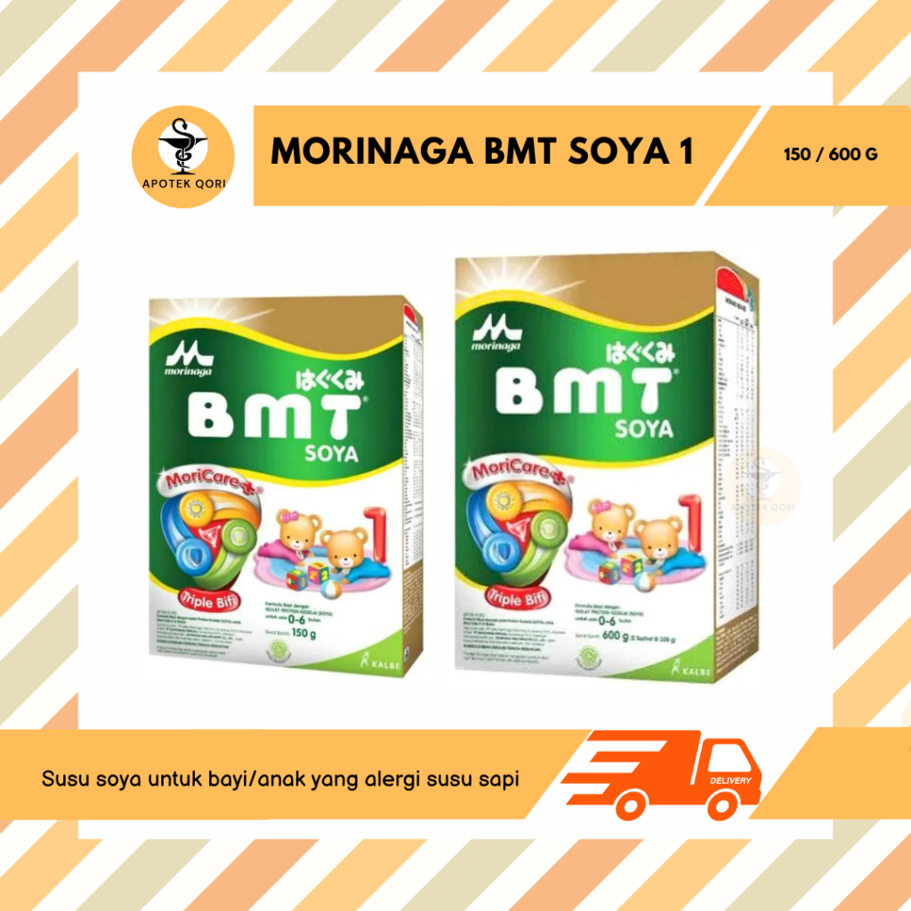 

MORINAGA BMT SOYA 1 0-6 BULAN 150 GRAM 600 GRAM/ALERGI SUSU SAPI