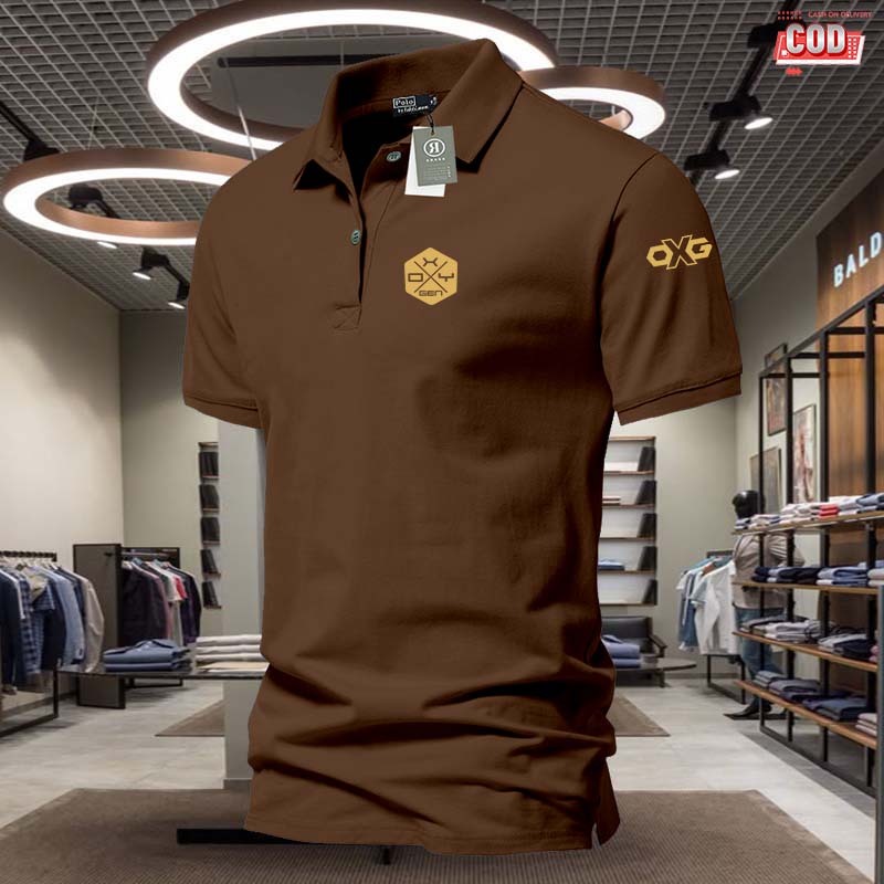 Kaos Polo Pria Kerah / Polo shirt Pria Oxygen Logo Kiri Plus Lengan Gold / Kaos Kerah Seragam