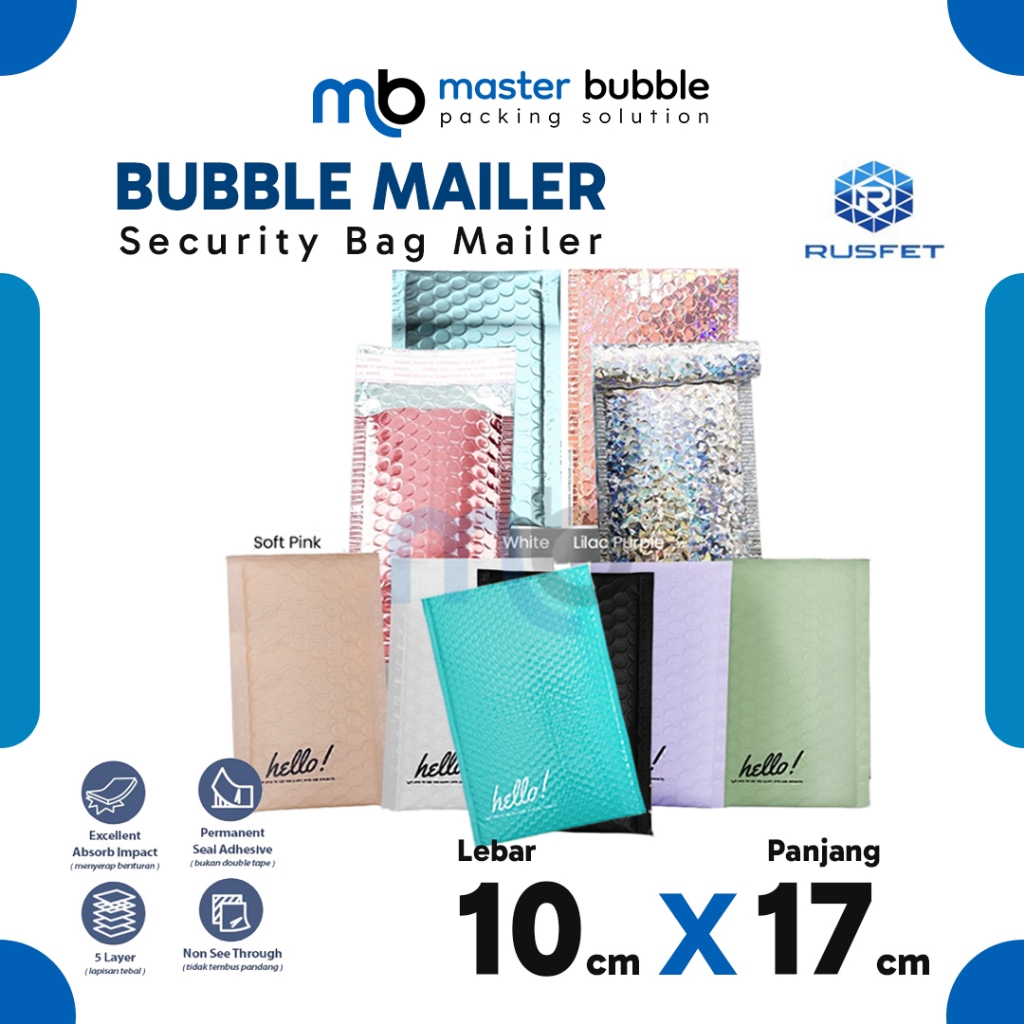 

Bubble Mailer Amplop Varian 10 x 17 cm Envelope Security Bag Mailer Packing Harga Ecer Merk Rusfet