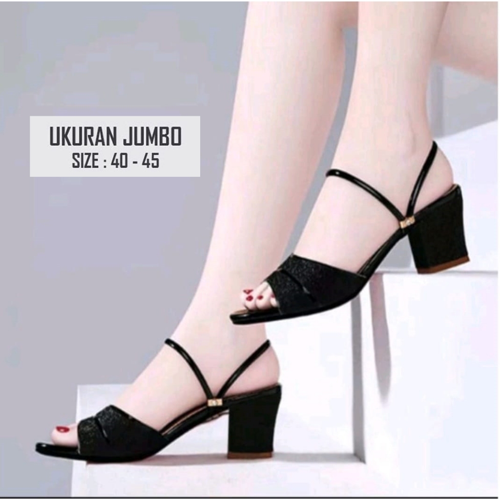 Sendal Pesta Wanita Ukuran Jumbo 41-42-43-44-45 Heels 5cm