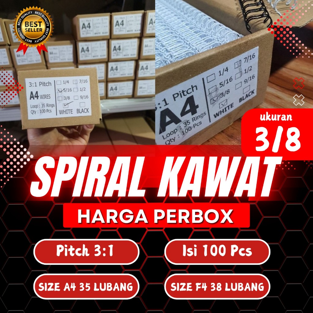 

Perbox Ring Kawat 3/8" Kawat Spiral Nomor 6 pitch 3 : 1 Spiral Kawat A4 atau F4 Jilid Kalender