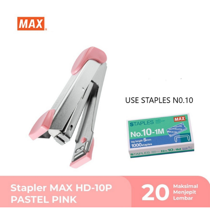 

STAPLER / STEPLER / ALAT STAPLES / HEKTER / JEPRETAN / JETREKAN / CEKREKAN / STAPLER MAX HD10 PASTEL PINK