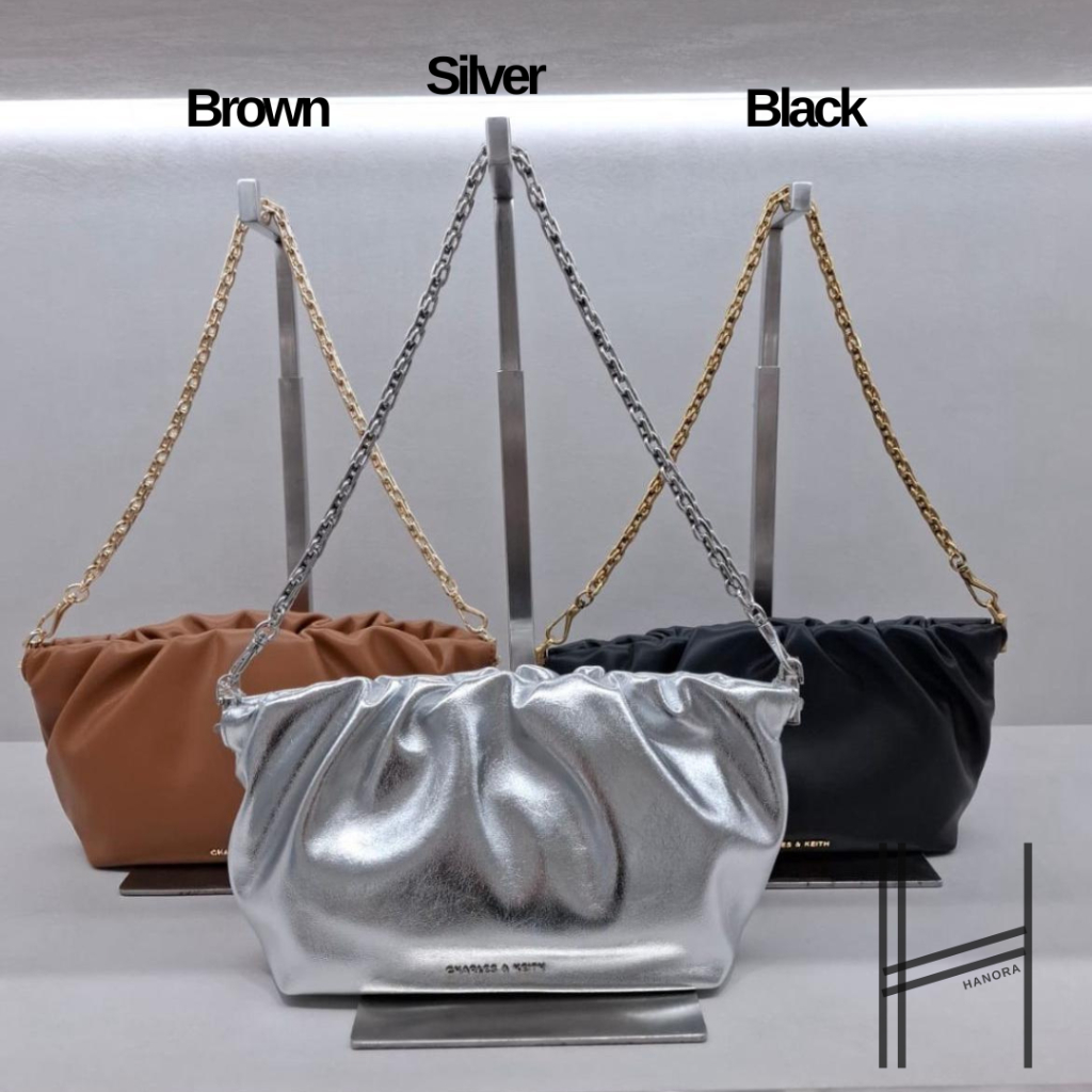 CK Tas Clutch Chain Handle Ruched Brigette - JASTIP