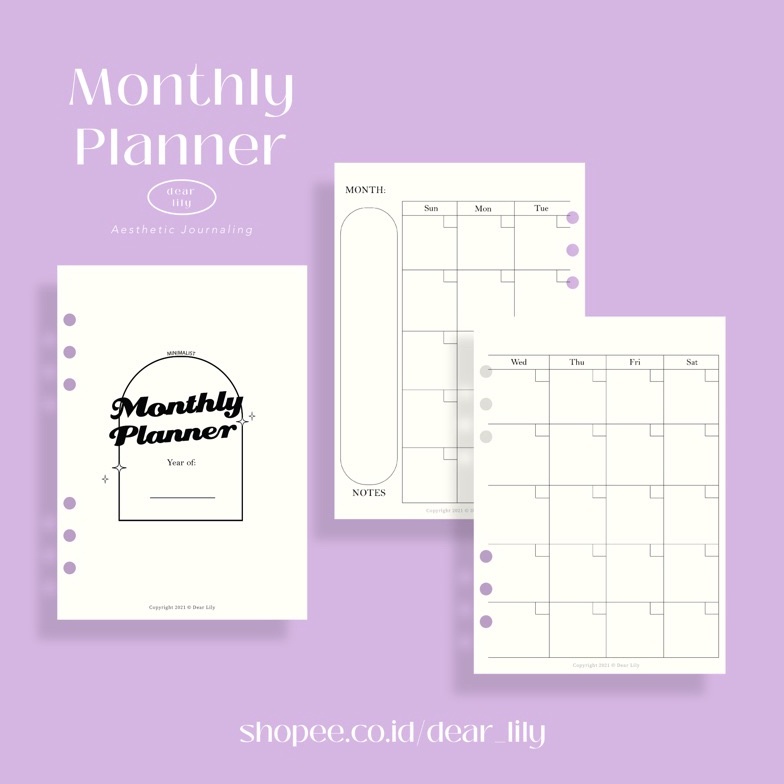 

Diskon A5 Aesthetic Monthly Planner Looseleaf 6 Holes Lubang Kertas Novel Putih Gading R43