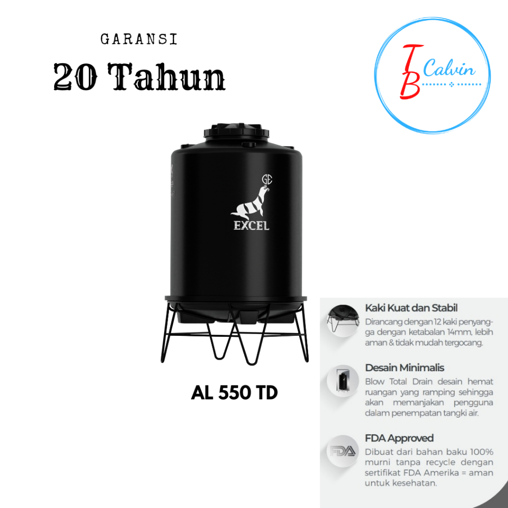 Tangki Air Drain Excel AL 550 TD / Toren Air Kuras Excel 550 Liter