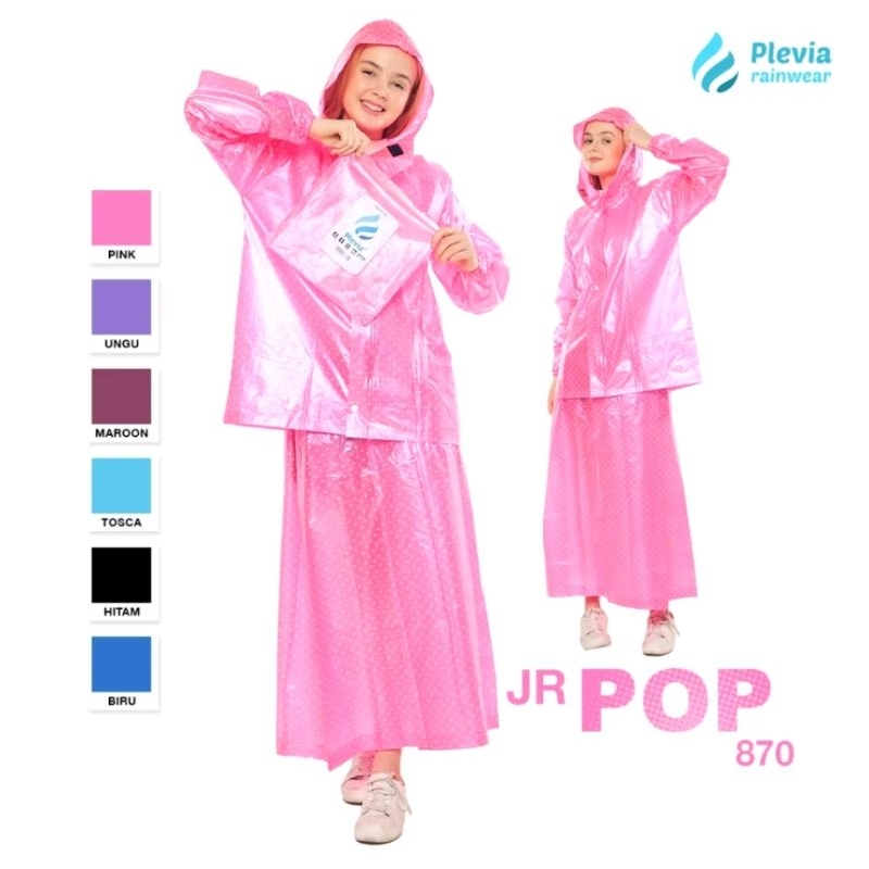 Jas Hujan Rok Polkadot 870 Plevia Mantel Mantol Rok Polkadot Wanita Plevia