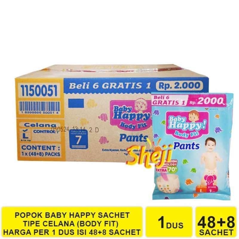 1 DUS BABY HAPPY kemasan sachet renceng UK S-M-L-XL