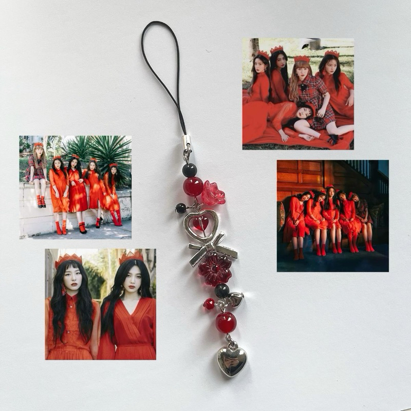 (strap phone) red velvet perfect velvet inspired beaded keychain