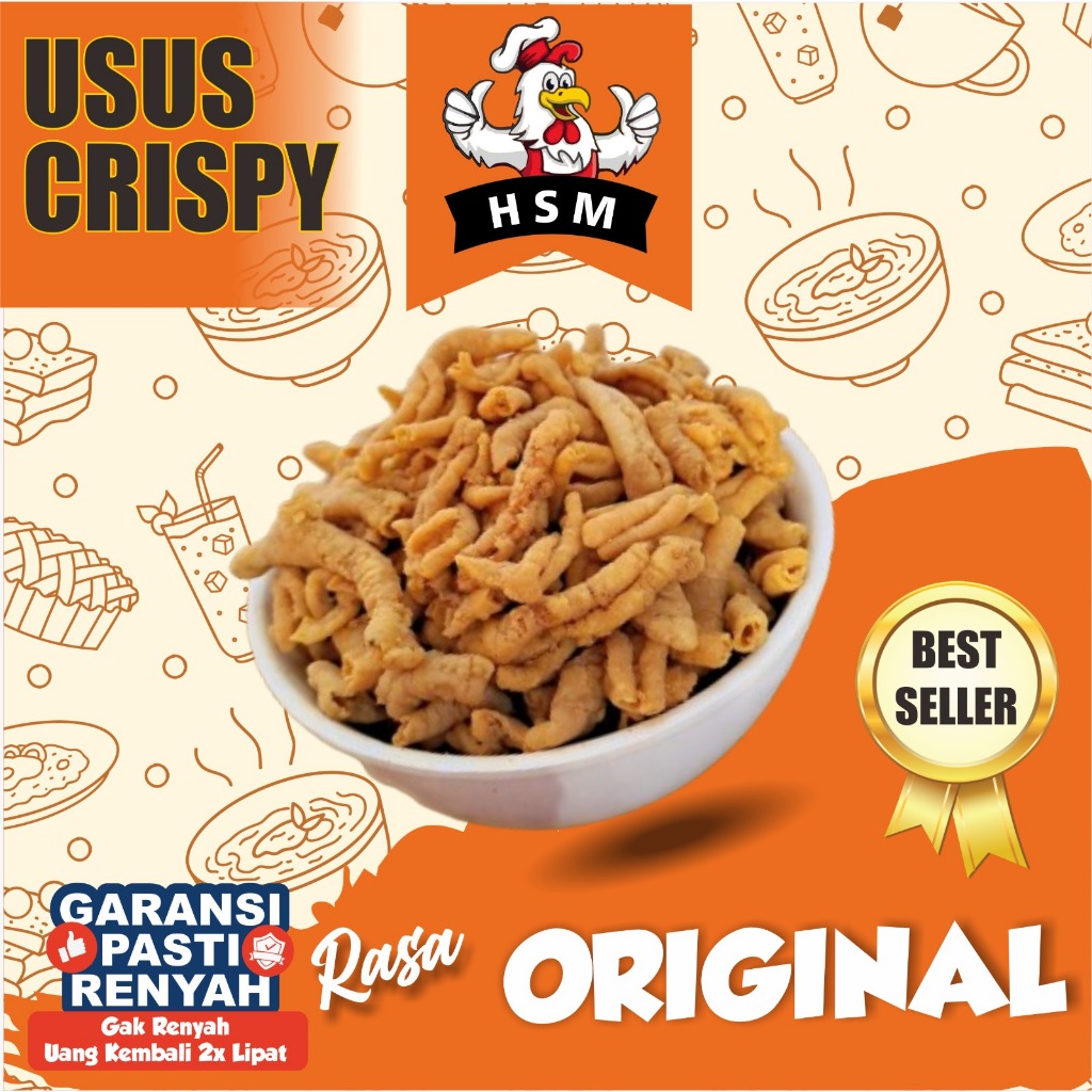 

KERIPIK USUS USUS CRISPY - HSM - KERIPIK USUS snack TERMURAH rasa ORIGINAL 50 gram
