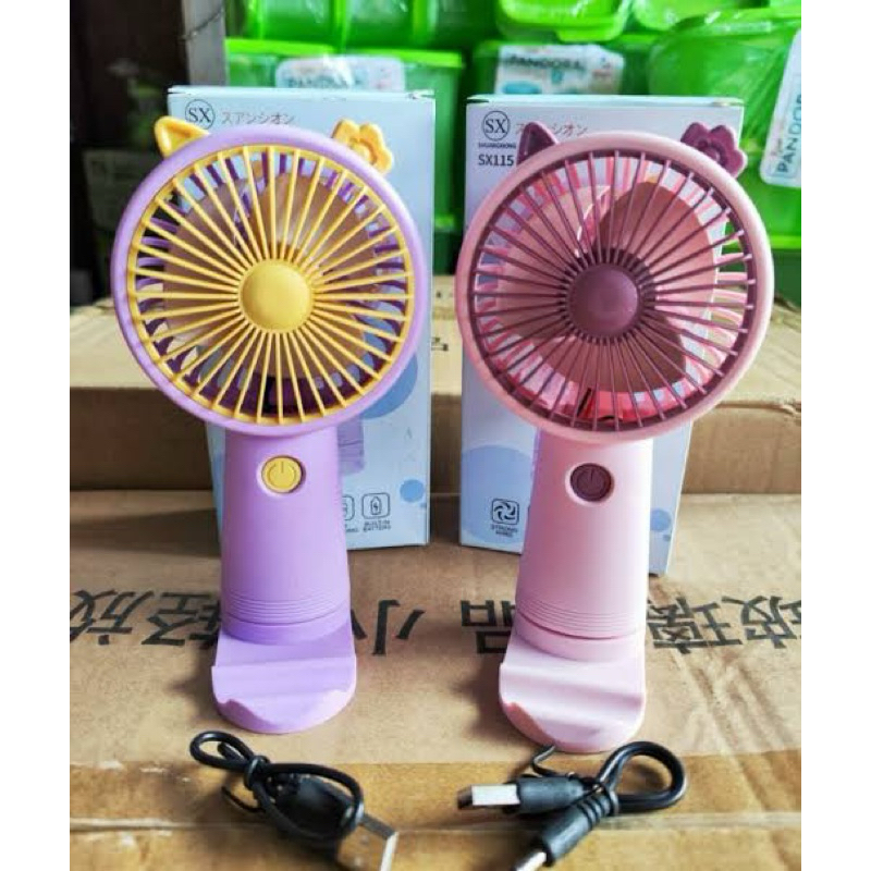 Kipas SX115 Mini Handle Kipas Genggam Portable SX115 + Stand Hol