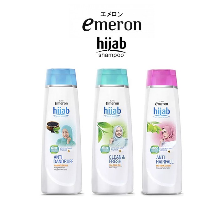 Perawatan Rambut Sampo Emeron Hijab Nutritive Shampoo 340 Ml & 170 Ml Varian Clean And Fresh, Anti D
