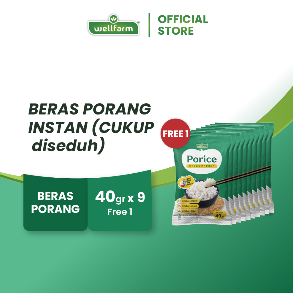 Porice Beras Porang Sachet, Beras Instan Sehat Untuk Diet & Diabetes - Spesial Bundle 9Pcs